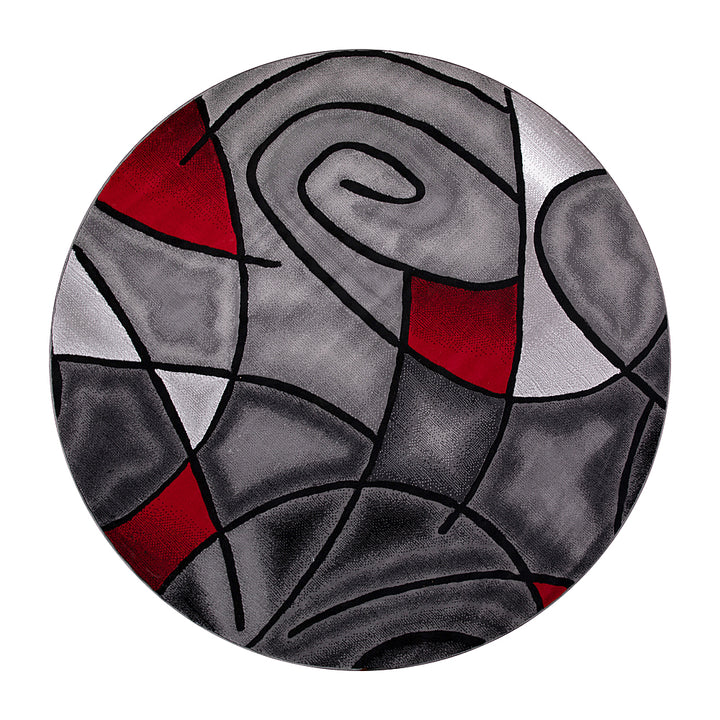 Alamont Home - Jubilee Collection Abstract Style Round Accent Area Rug 7' x 7' - Lava_0