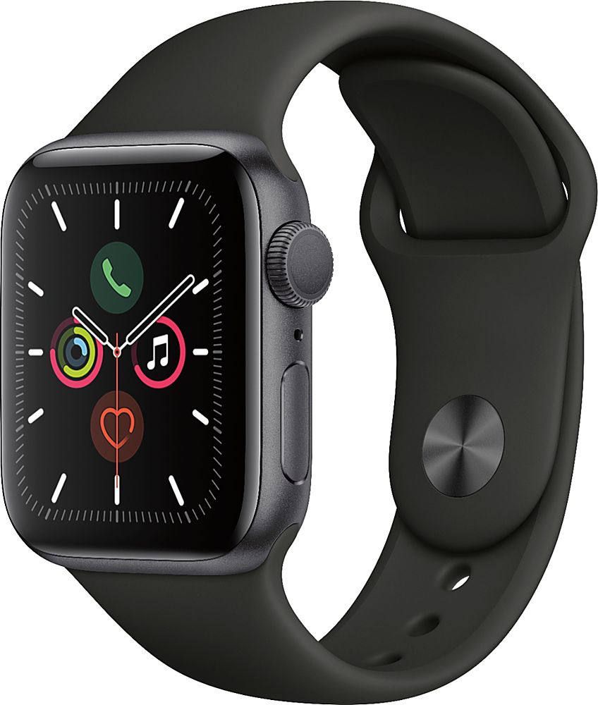 Apple Geek Squad Certified Refurbished Watch Series 5 (GPS) 40mm Space Gray Aluminum Case with Black Sport Band - Space Gray_0
