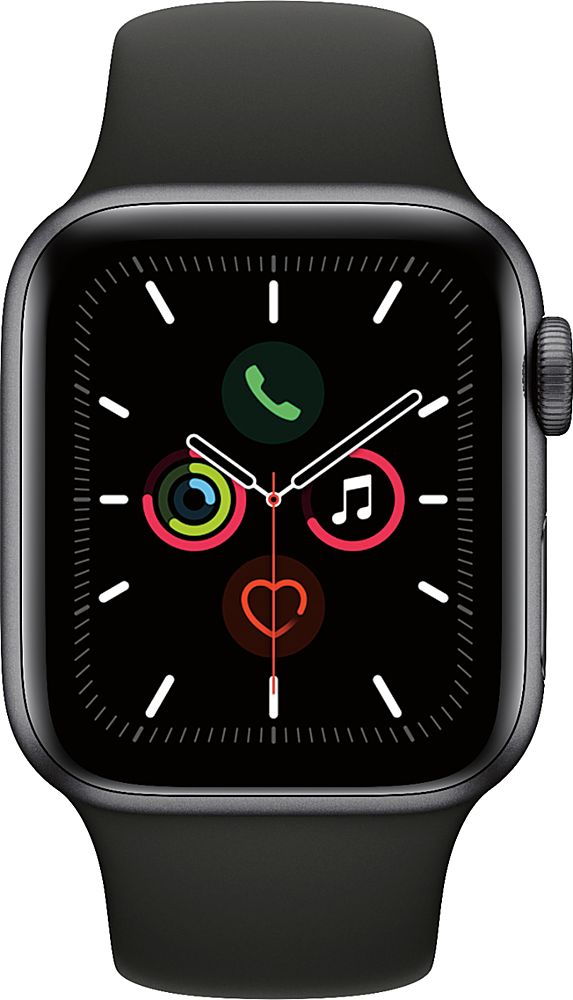 Apple Geek Squad Certified Refurbished Watch Series 5 (GPS) 40mm Space Gray Aluminum Case with Black Sport Band - Space Gray_1