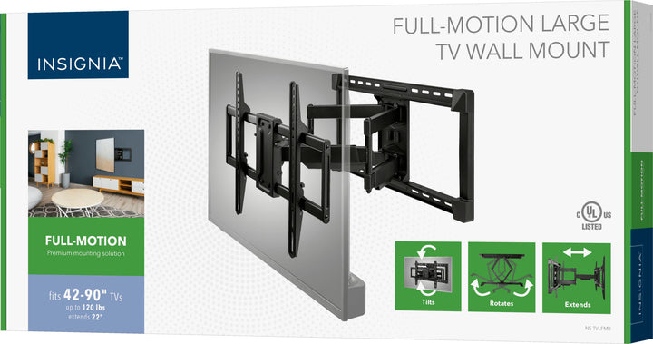 Insignia™ - Full-Motion TV Wall Mount for Most 42"–90" TVs — Extends 22" - Black_7