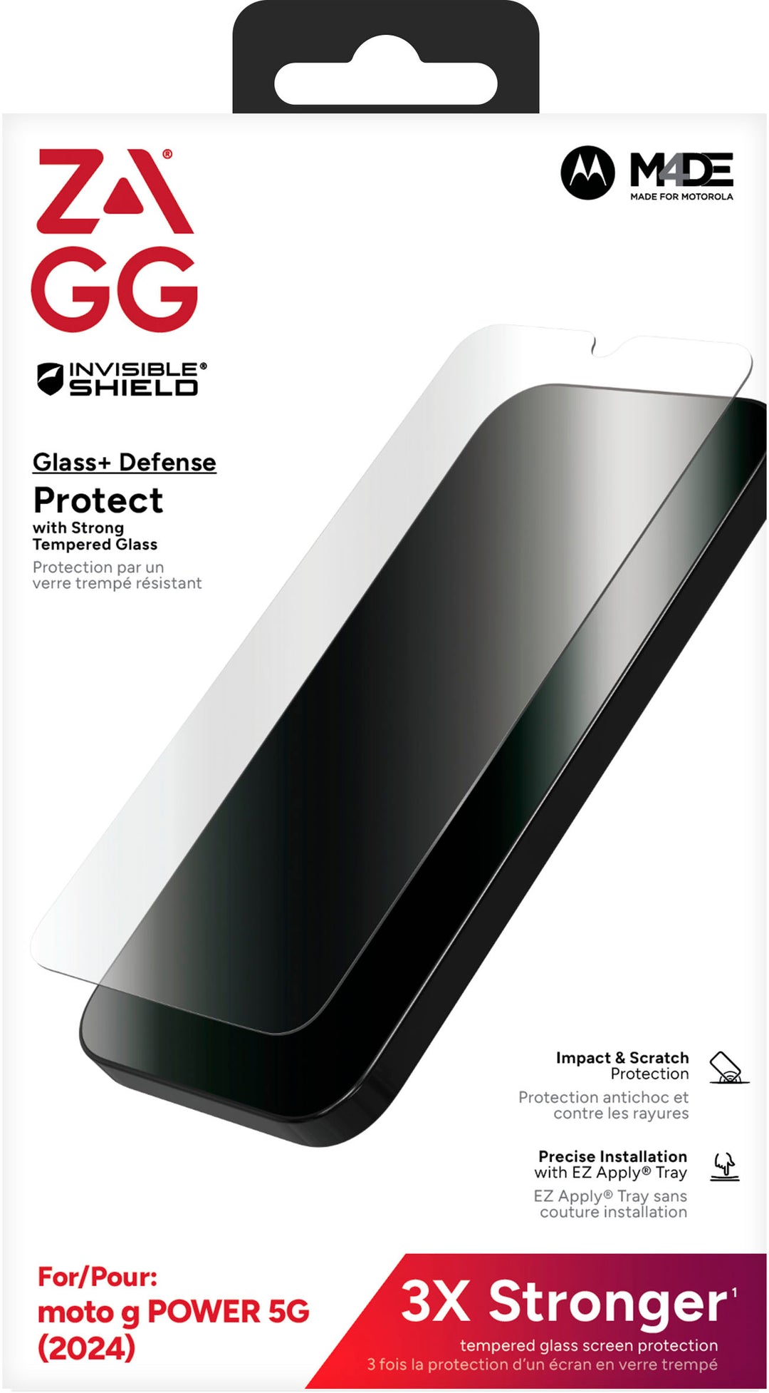 ZAGG - InvisibleShield Glass+ Defense Screen Protector for Motorola G Power 5G (2024) - Clear_3