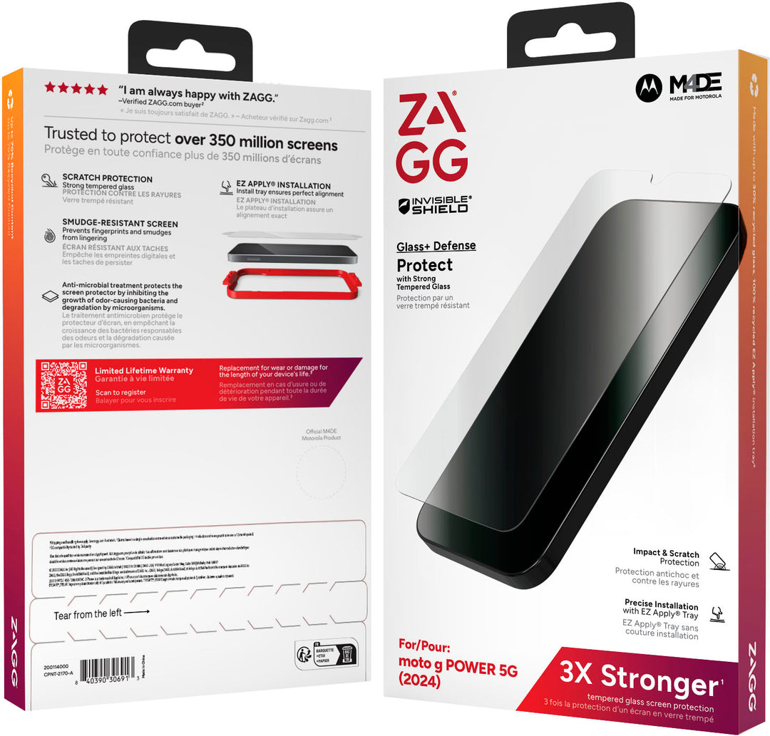 ZAGG - InvisibleShield Glass+ Defense Screen Protector for Motorola G Power 5G (2024) - Clear_4