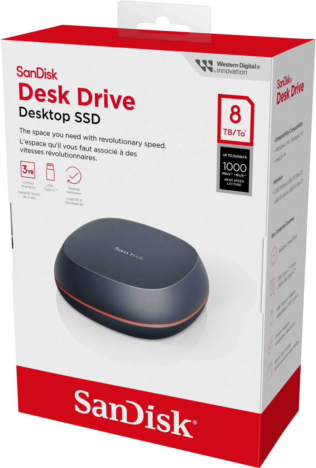 SanDisk - 8TB  Desk Drive  USB Type-C Desktop External SSD - Black_8