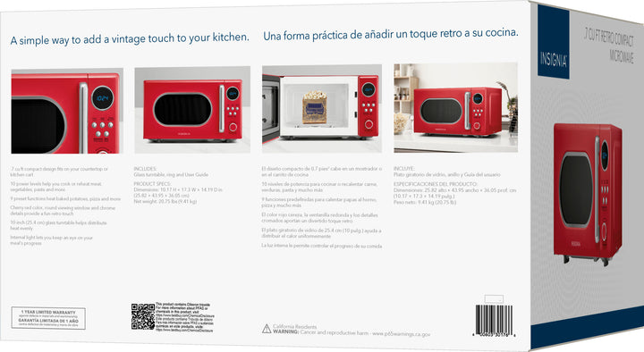 Insignia™ - .7 Cu. Ft. Retro Compact Microwave - Red_9