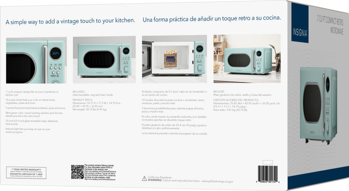 Insignia™ - .7 Cu. Ft. Retro Compact Microwave - Mint_9