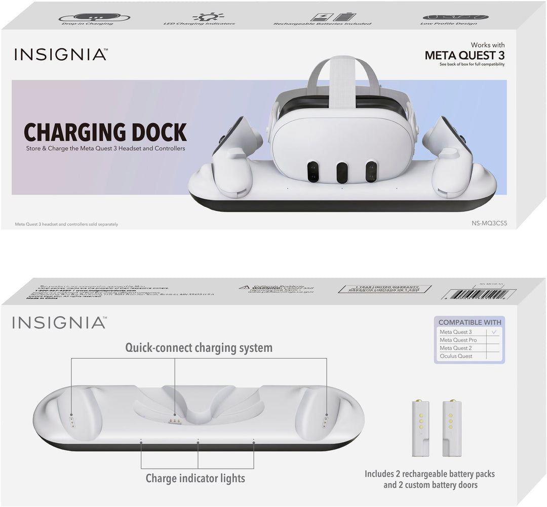 Insignia™ - Charge Station for Meta Quest 3 - White_8
