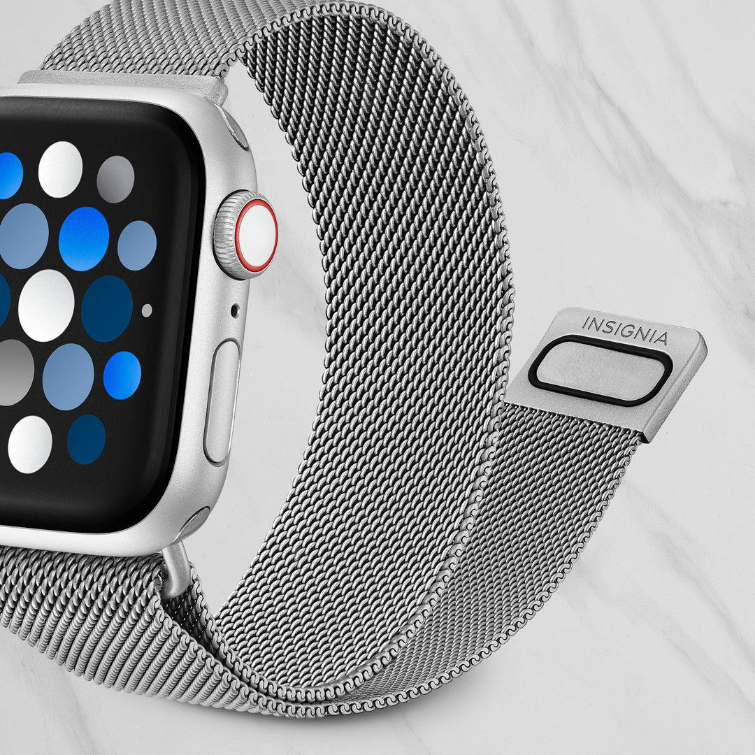 Insignia™ - Stainless Steel Mesh Band for Apple Watch 38mm, 40mm, 41mm and SE - Silver_5