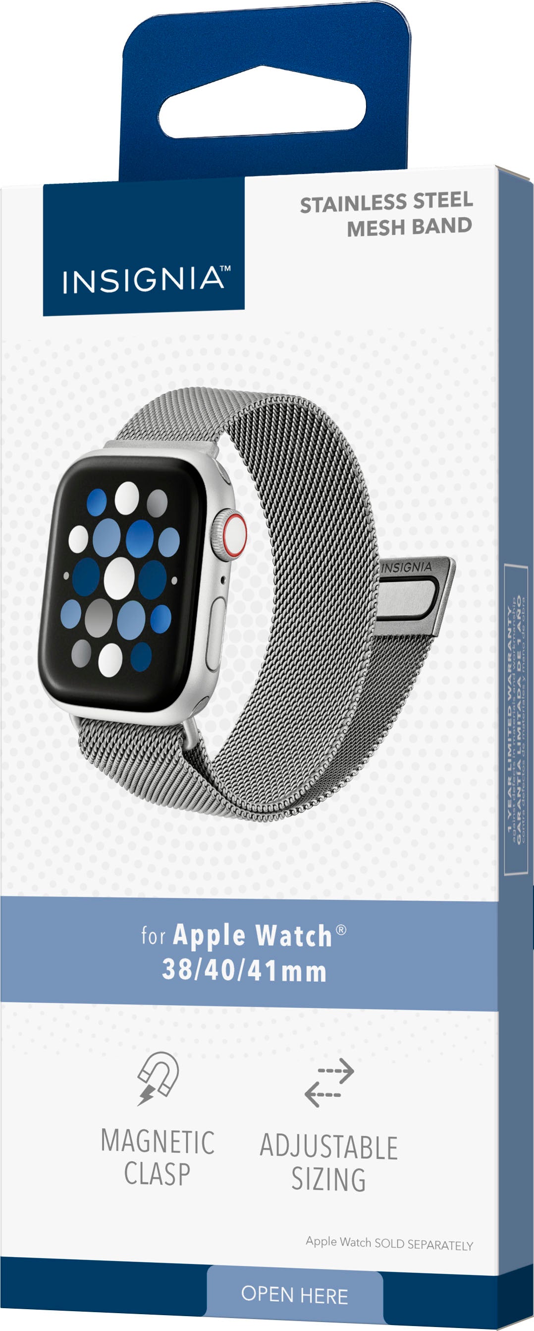 Insignia™ - Stainless Steel Mesh Band for Apple Watch 38mm, 40mm, 41mm and SE - Silver_7