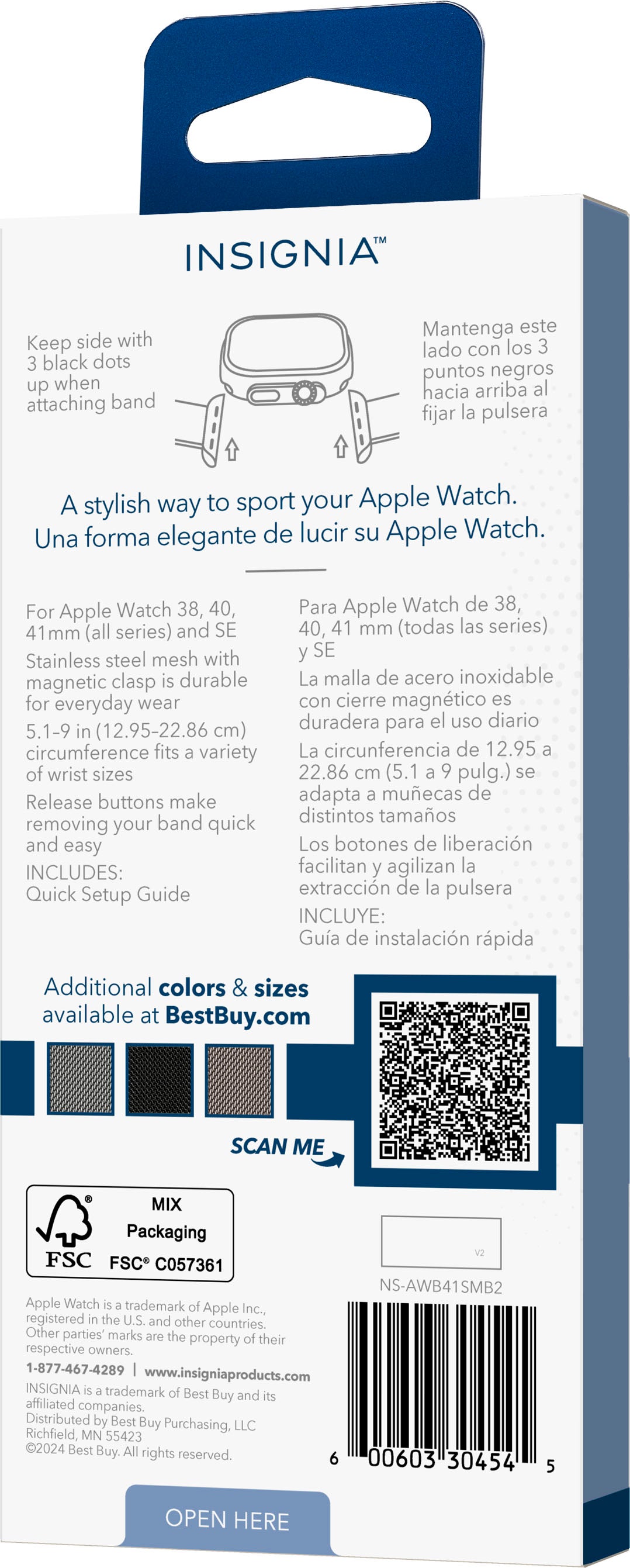 Insignia™ - Stainless Steel Mesh Band for Apple Watch 38mm, 40mm, 41mm and SE - Silver_8