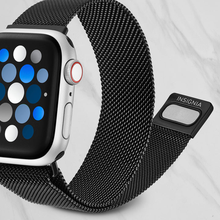 Insignia™ - Stainless Steel Mesh Band for Apple Watch 38mm, 40mm, 41mm and SE - Black_5