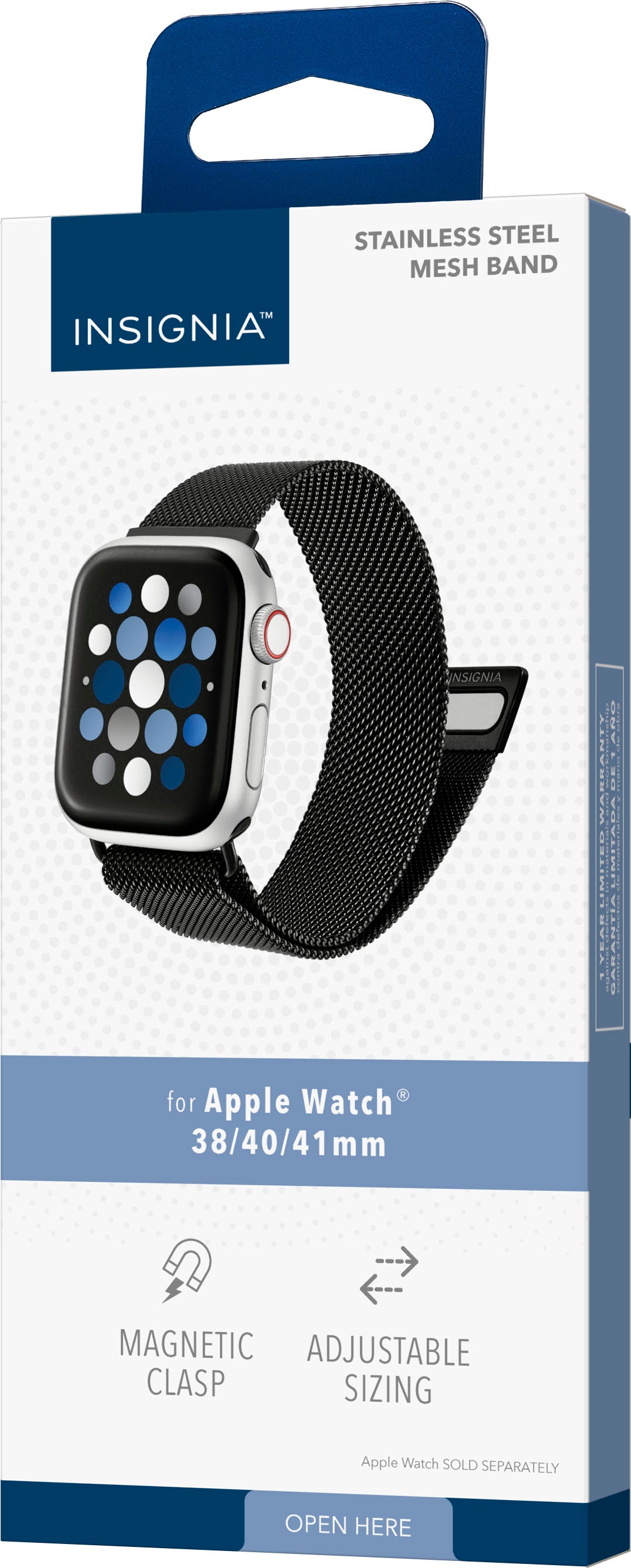 Insignia™ - Stainless Steel Mesh Band for Apple Watch 38mm, 40mm, 41mm and SE - Black_7
