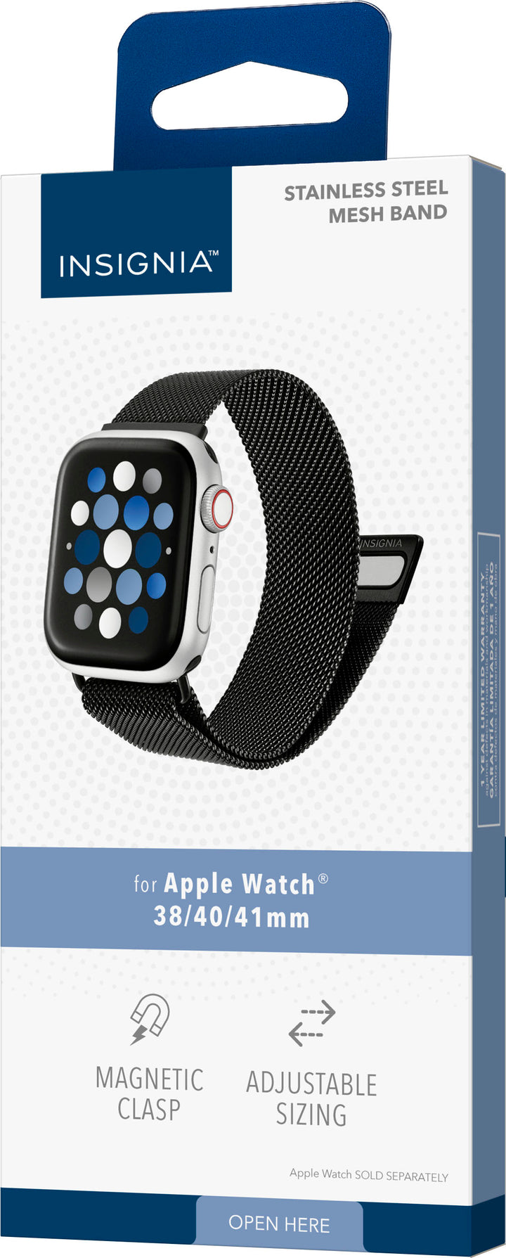 Insignia™ - Stainless Steel Mesh Band for Apple Watch 38mm, 40mm, 41mm and SE - Black_7