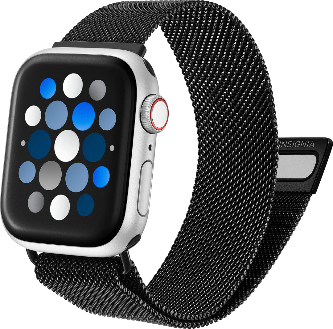 Insignia™ - Stainless Steel Mesh Band for Apple Watch 38mm, 40mm, 41mm and SE - Black_9