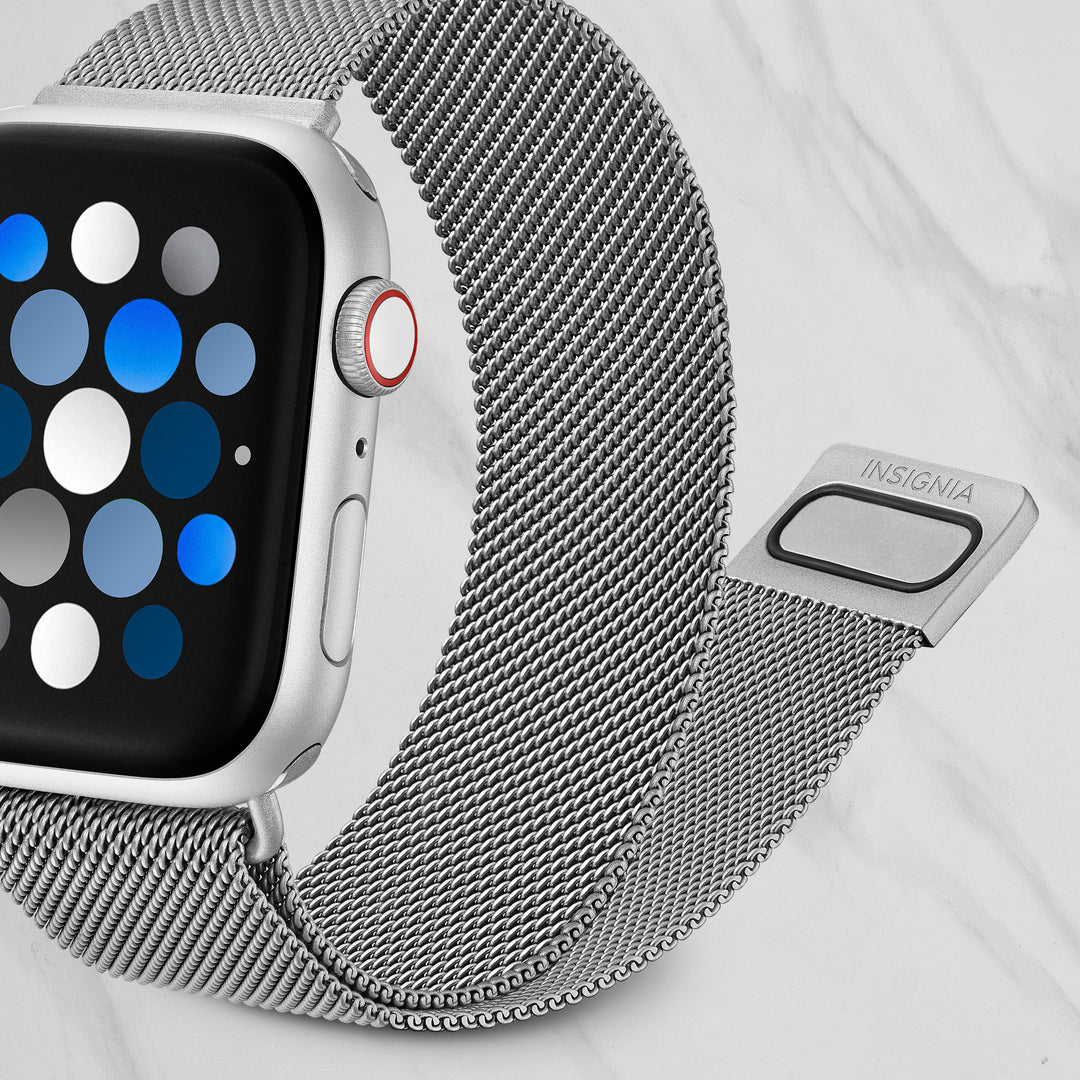 Insignia™ - Stainless Steel Mesh Band for Apple Watch 42mm, 44mm, 45mm, 49mm, SE, Ultra 49mm, and Ultra 2 49mm - Silver_4