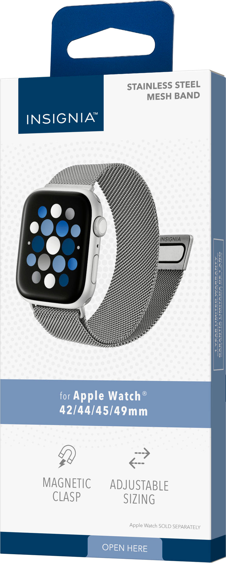 Insignia™ - Stainless Steel Mesh Band for Apple Watch 42mm, 44mm, 45mm, 49mm, SE, Ultra 49mm, and Ultra 2 49mm - Silver_7