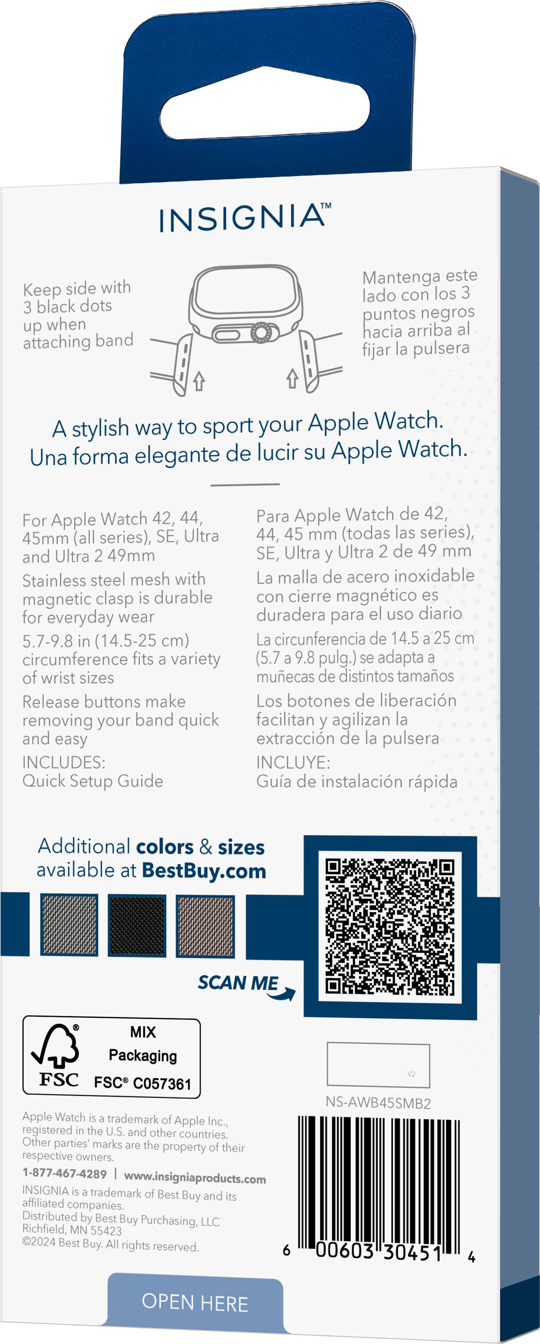 Insignia™ - Stainless Steel Mesh Band for Apple Watch 42mm, 44mm, 45mm, 49mm, SE, Ultra 49mm, and Ultra 2 49mm - Silver_8