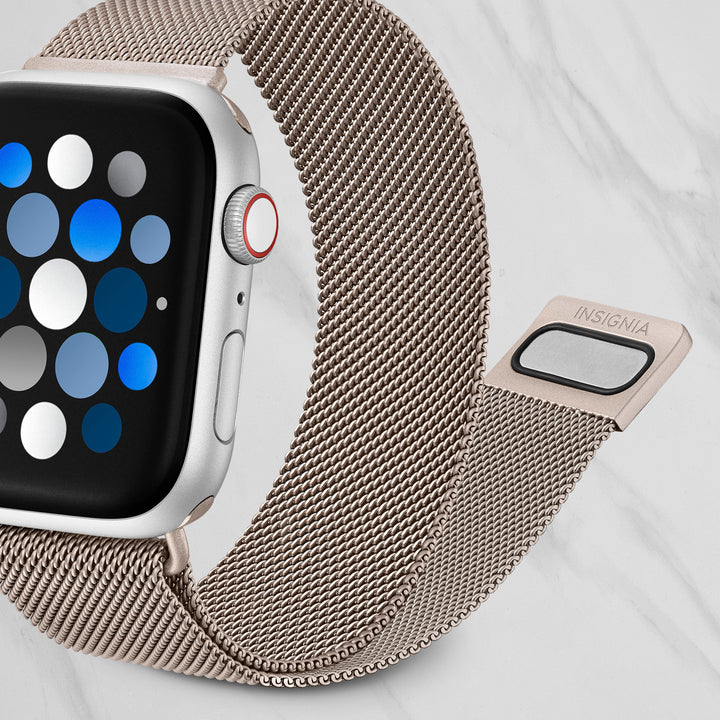 Insignia™ - Stainless Steel Mesh Band for Apple Watch 42mm, 44mm, 45mm, SE, Ultra 49mm and Ultra 2 49mm - Champagne_5