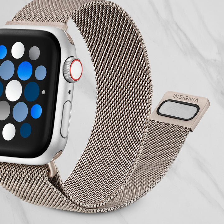 Insignia™ - Stainless Steel Mesh Band for Apple Watch 38mm, 40mm, 41mm and SE - Champagne_5