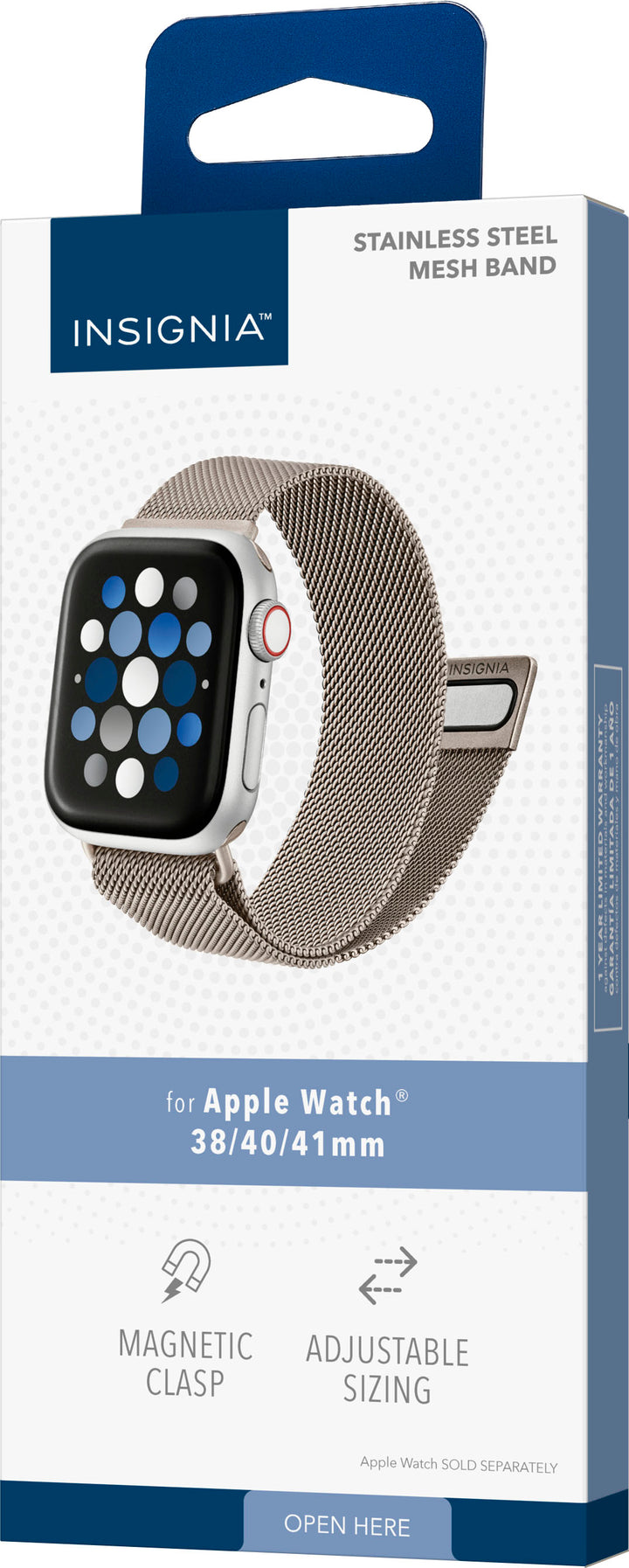 Insignia™ - Stainless Steel Mesh Band for Apple Watch 38mm, 40mm, 41mm and SE - Champagne_7