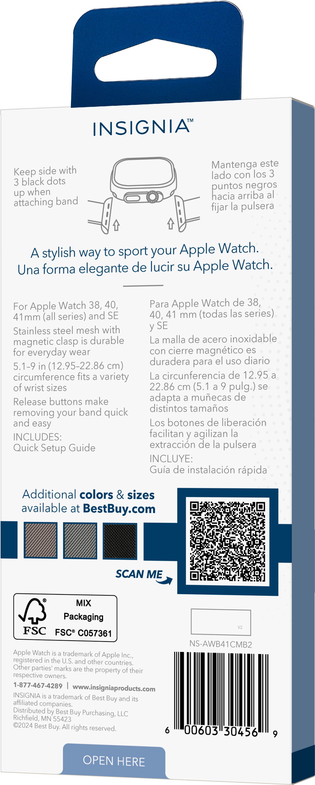 Insignia™ - Stainless Steel Mesh Band for Apple Watch 38mm, 40mm, 41mm and SE - Champagne_8