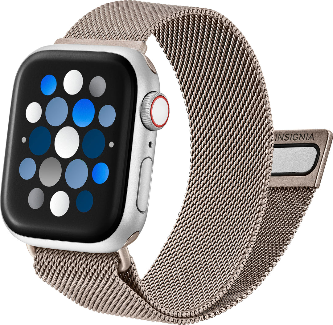 Insignia™ - Stainless Steel Mesh Band for Apple Watch 38mm, 40mm, 41mm and SE - Champagne_9