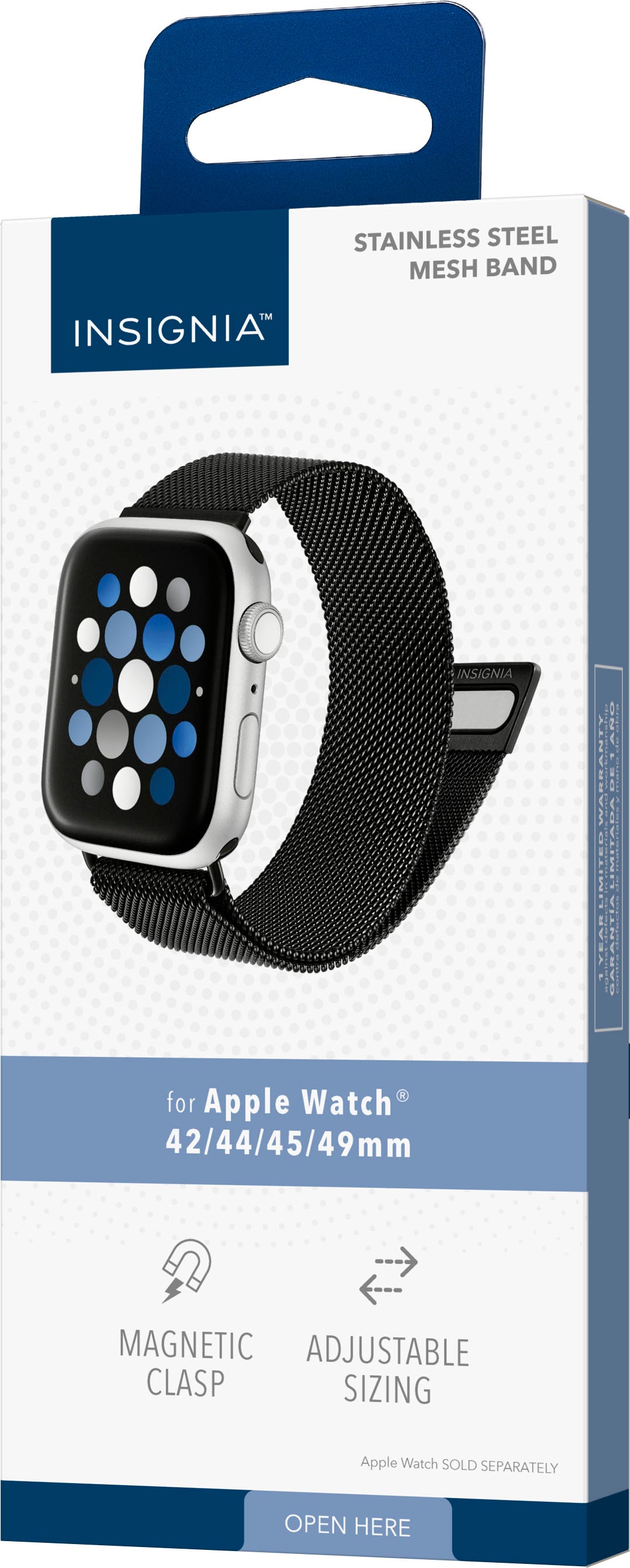 Insignia™ - Stainless Steel Mesh Band for Apple Watch 42mm, 44mm, 45mm, SE, Ultra 49mm and Ultra 2 49mm - Black_7
