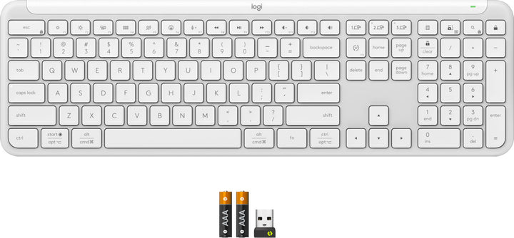 Logitech - K950 Signature Slim Full-size Wireless Keyboard for Windows and Mac with Quiet Typing - Off-White_6