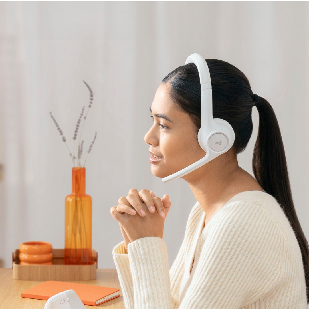 Logitech - Zone 300 Wireless Bluetooth On-ear Headset With Noise-Canceling Microphone - Off-White_4