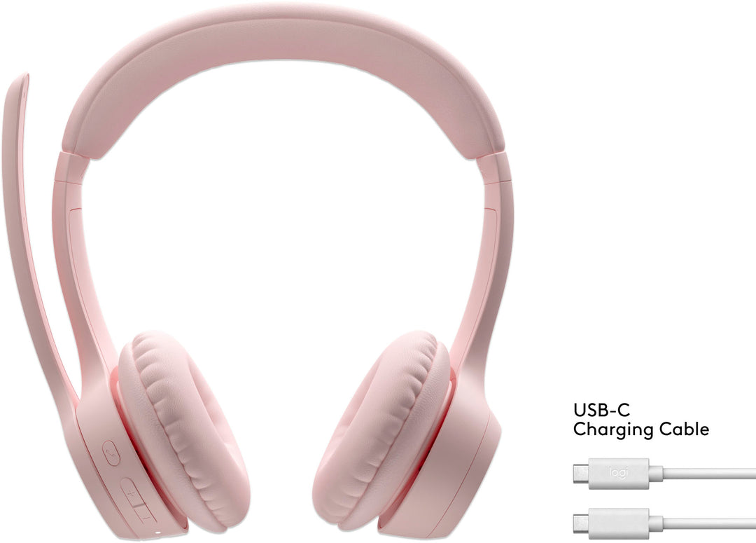 Logitech - Zone 300 Wireless Bluetooth On-ear Headset With Noise-Canceling Microphone - Rose_8