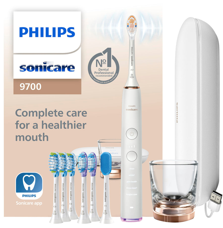Philips Sonicare DiamondClean Smart Electric, Rechargeable toothbrush with Charging Travel Case, and 8 Brush Heads - Rose Gold_0