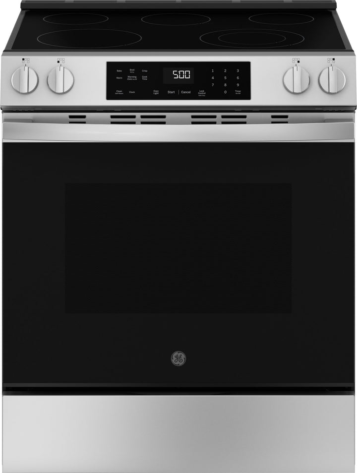 GE - 5.3 Cu. Ft. Slide-In Electric Range with Self-Clean and Steam Cleaning Option and Crisp Mode - Stainless Steel_0