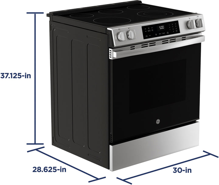 GE - 5.3 Cu. Ft. Slide-In Electric Range with Self-Clean and Steam Cleaning Option and Crisp Mode - Stainless Steel_3