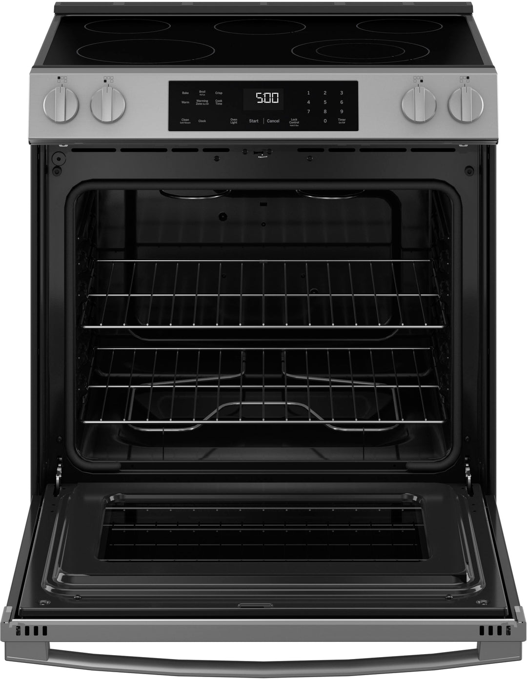 GE - 5.3 Cu. Ft. Slide-In Electric Range with Self-Clean and Steam Cleaning Option and Crisp Mode - Stainless Steel_5