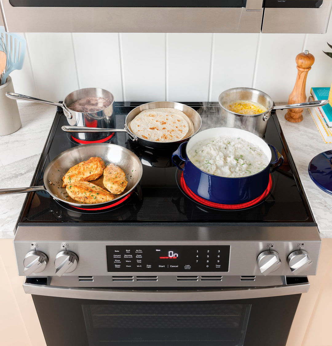 GE - 5.3 Cu. Ft. Slide-In Electric Range with Self-Clean and Steam Cleaning Option and Crisp Mode - Stainless Steel_7