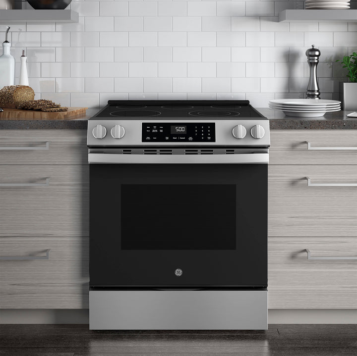 GE - 5.3 Cu. Ft. Slide-In Electric Range with Self-Clean and Steam Cleaning Option and Crisp Mode - Stainless Steel_14
