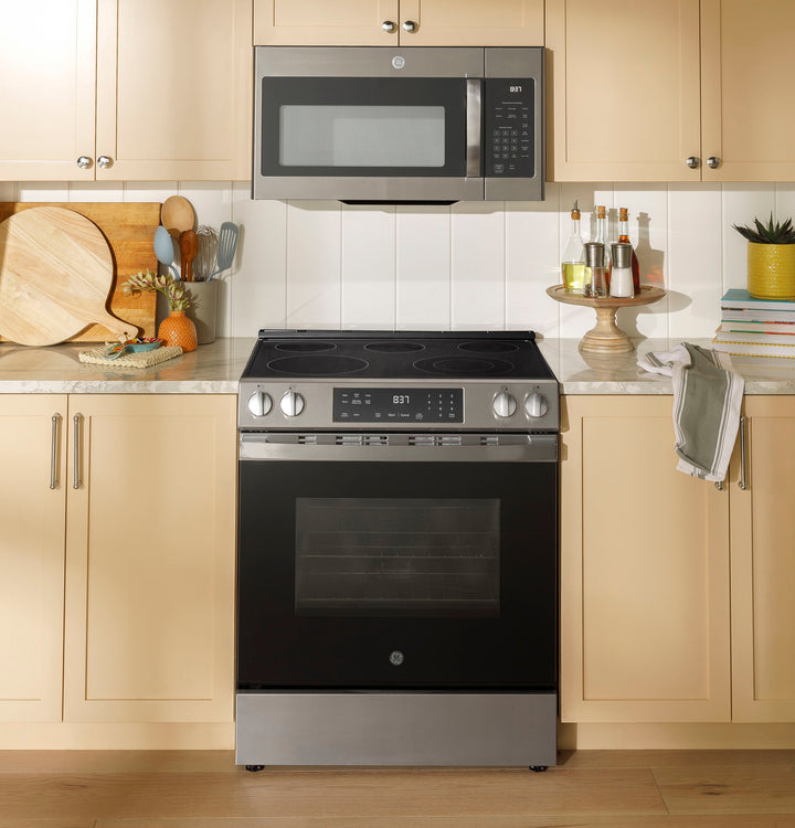 GE - 5.3 Cu. Ft. Slide-In Electric Range with Self-Clean and Steam Cleaning Option and Crisp Mode - Stainless Steel_16