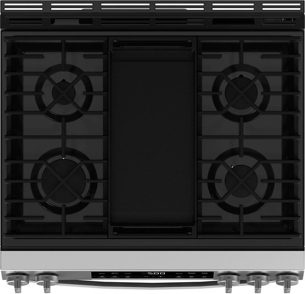 GE - 5.3 Cu. Ft. Slide In Gas Range with Steam Cleaning and Crisp Mode - Stainless Steel_1