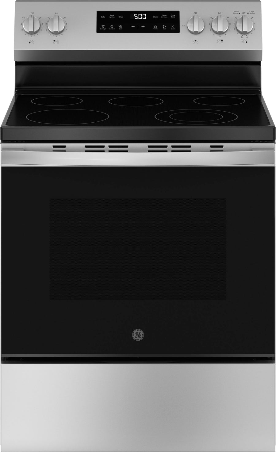 GE - 5.3 Cu. Ft. Freestanding Electric Range with Self-Clean and Steam Cleaning Option and Crisp Mode - Stainless Steel_0