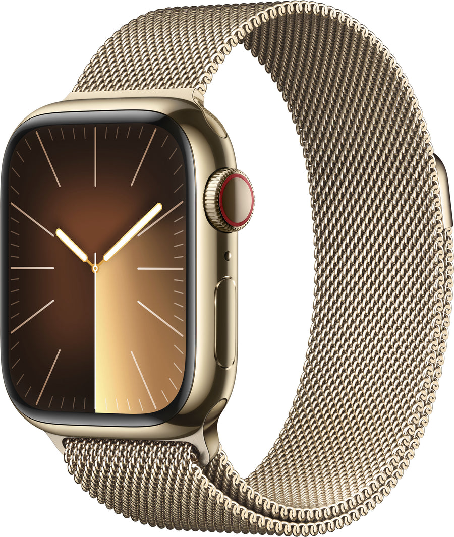 Apple Watch Series 9 GPS + Cellular 41mm Stainless Steel Case with Gold Milanese Loop - Gold_0