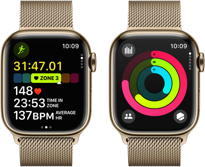 Apple Watch Series 9 GPS + Cellular 41mm Stainless Steel Case with Gold Milanese Loop - Gold_6