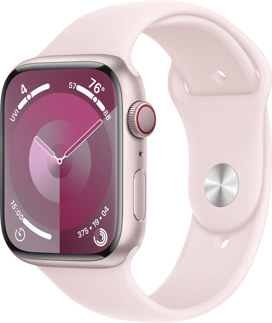 Apple Watch Series 9 GPS + Cellular 45mm Aluminum Case with Light Pink Sport Band  (Small/Medium) - Pink_0