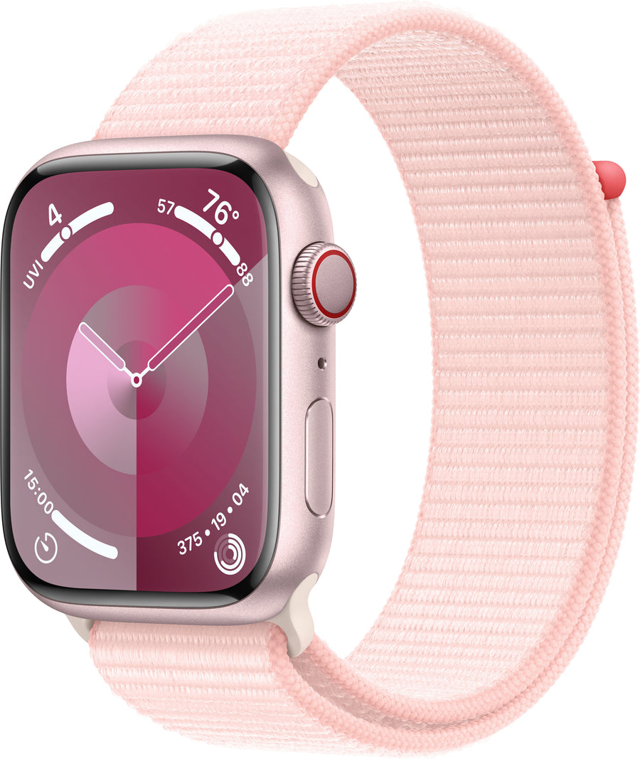 Apple Watch Series 9 GPS + Cellular 45mm Aluminum Case with Light Pink Sport Loop - Pink_0