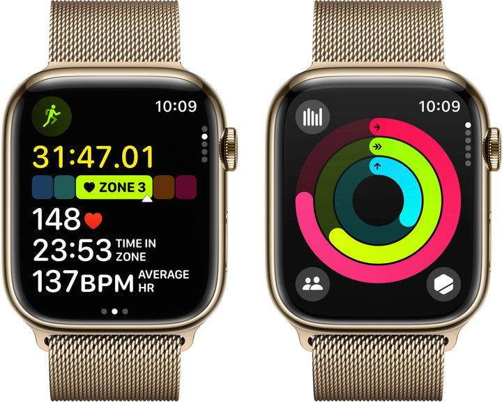 Apple Watch Series 9 GPS + Cellular 45mm Stainless Steel Case with Gold Milanese Loop - Gold_6