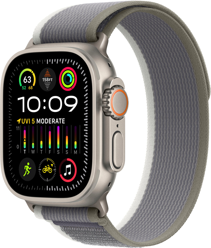 Apple Watch Ultra 2 GPS + Cellular 49mm Titanium Case with Green/Gray Trail Loop  (Medium/Large) - Titanium_0