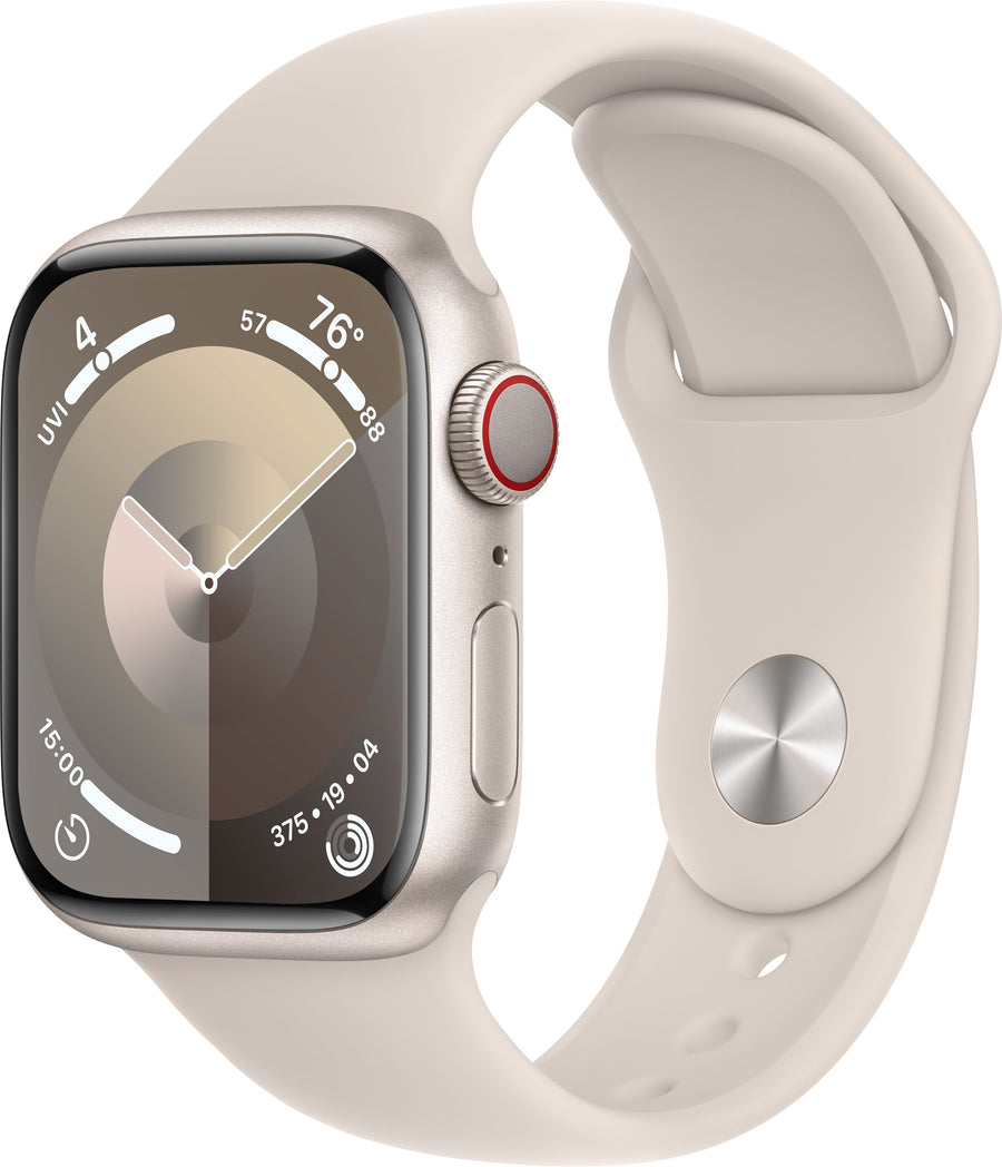 Apple Watch Series 9 GPS + Cellular 41mm Aluminum Case with Starlight Sport Band  (Small/Medium) - Starlight (AT&T)_0