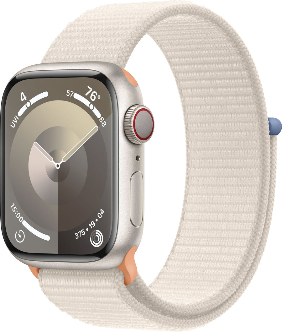 Apple Watch Series 9 GPS + Cellular 41mm Aluminum Case with Starlight Sport Loop - Starlight (AT&T)_0