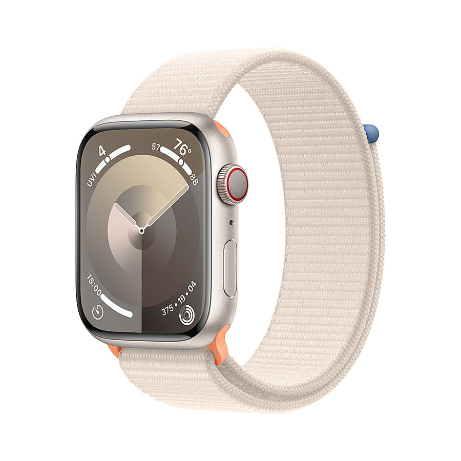 Apple Watch Series 9 GPS + Cellular 45mm Aluminum Case with Starlight Sport Loop - Starlight (AT&T)_0