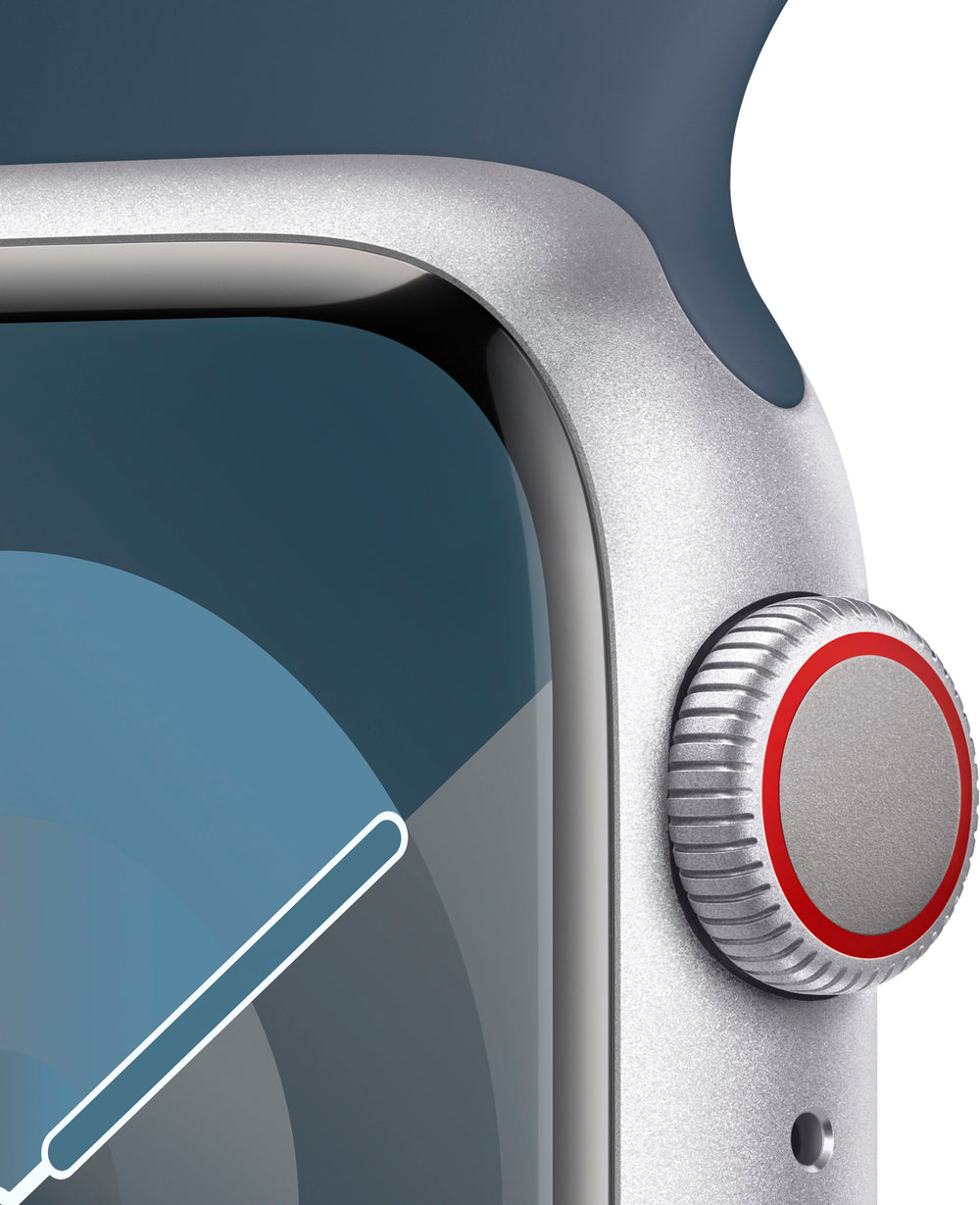 Apple Watch Series 9 GPS + Cellular 41mm Aluminum Case with Storm Blue Sport Band  (Small/Medium) - Silver (Verizon)_1