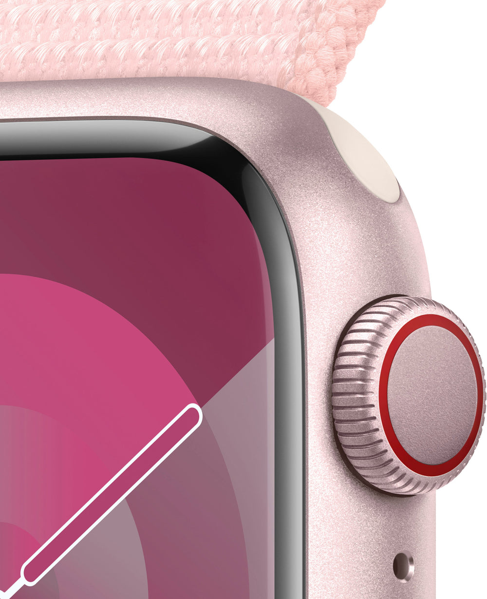 Apple Watch Series 9 GPS + Cellular 41mm Aluminum Case with Light Pink Sport Loop - Pink (Verizon)_1