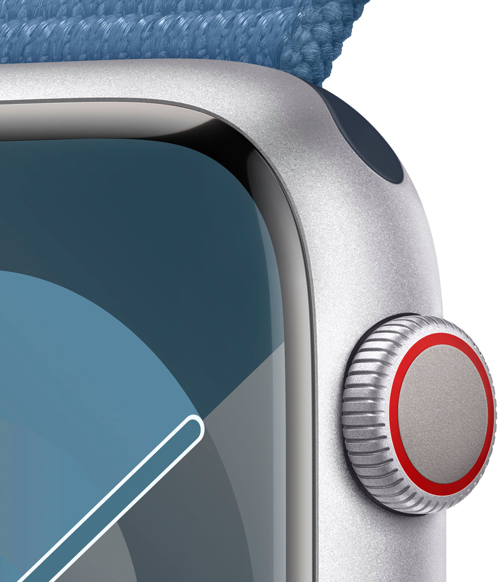 Apple Watch Series 9 GPS + Cellular 45mm Aluminum Case with Winter Blue Sport Loop - Silver (Verizon)_1